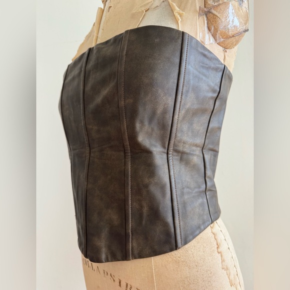 With Jean Althea corset top brown faux leather strapless large - Picture 6 of 10